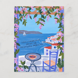 Felicitaties voor nieuw huis met zeezicht kunst briefkaart