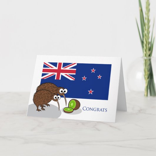 Felicitaties voor nieuwe ouders, kiwi vogels en fr kaart (Voorkant)