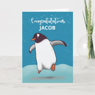 felicitaties voor Penguin Jumping voor de vreugde Kaart