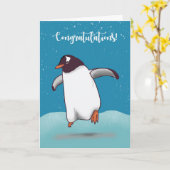 felicitaties voor Penguin Jumping voor de vreugde Kaart (Gele Bloem)