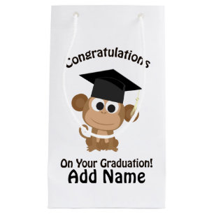 felicitaties voor uw afstuderen aap klein cadeauzakje