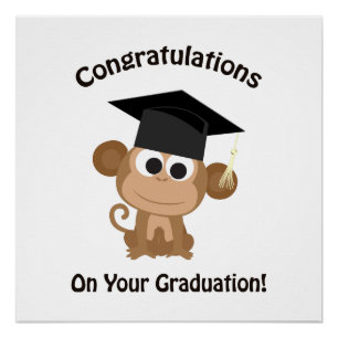 felicitaties voor uw afstuderen aap poster