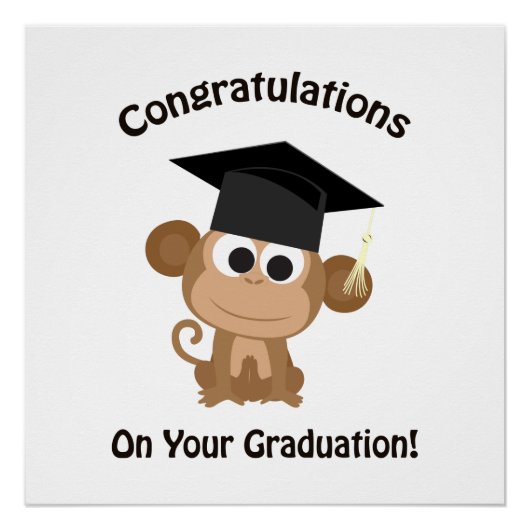 felicitaties voor uw afstuderen aap poster (Voorkant)