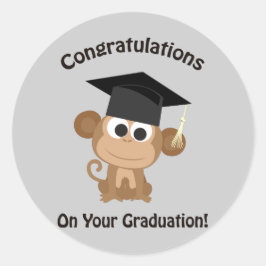 felicitaties voor uw afstuderen aap ronde sticker