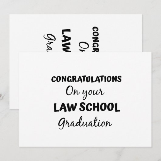 felicitaties voor uw afstuderen van de rechtenscho kaart (Voorkant / Achterkant)