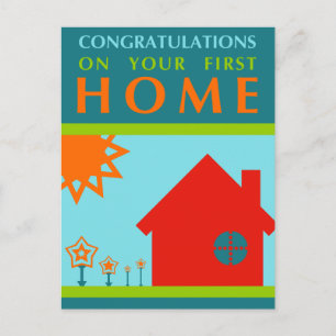 felicitaties voor uw eerste huis : pop vormt briefkaart