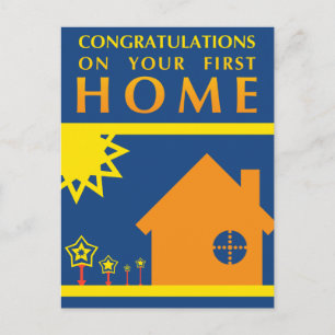 felicitaties voor uw eerste huis : pop vormt briefkaart