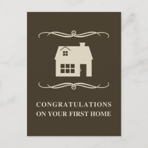 felicitaties voor uw eerste huis : thuis in mod briefkaart
