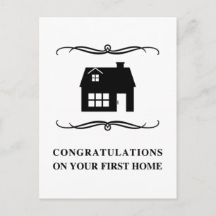 felicitaties voor uw eerste huis : thuis in mod briefkaart