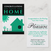 felicitaties voor uw nieuwe thuis ( groene vormen  aanbevelingskaartje (Voorkant / Achterkant)
