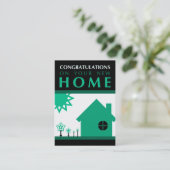 felicitaties voor uw nieuwe thuis ( groene vormen  aanbevelingskaartje (Staand voorkant)