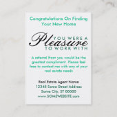 felicitaties voor uw nieuwe thuis ( groene vormen  aanbevelingskaartje (Achterkant)