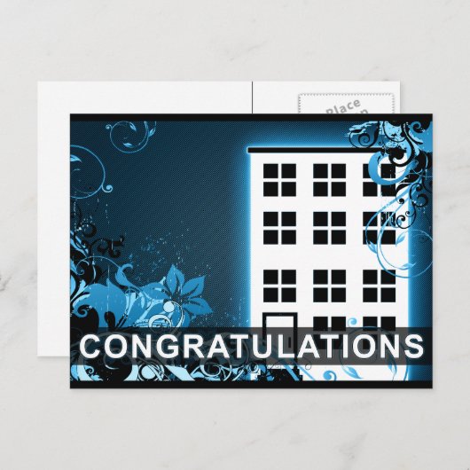 felicitaties voor uw nieuwe thuis : hifi condo aankondigingskaart (Voorkant / Achterkant)