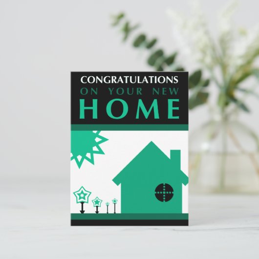 felicitaties voor uw nieuwe thuis : pop vormt vorm aankondigingskaart (Staand voorkant)