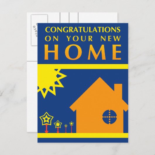 felicitaties voor uw nieuwe thuis : pop vormt vorm aankondigingskaart (Voorkant / Achterkant)