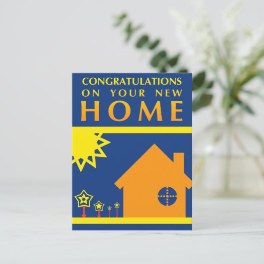 felicitaties voor uw nieuwe thuis : pop vormt vorm aankondigingskaart (Staand voorkant)