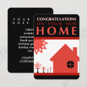 felicitaties voor uw nieuwe thuis ( rode vormen ) kaart (Voorkant / Achterkant)
