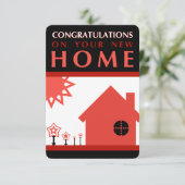 felicitaties voor uw nieuwe thuis ( rode vormen ) kaart (Staand voorkant)