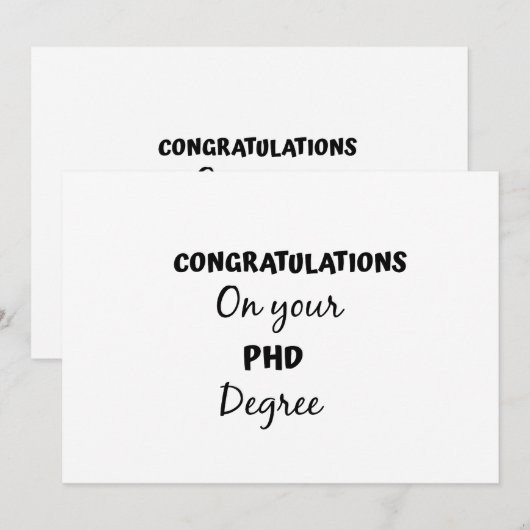 felicitaties voor uw phd - graad  kaart (Voorkant / Achterkant)
