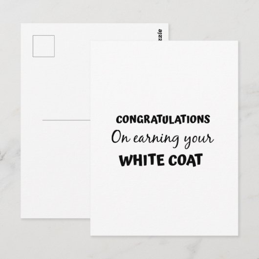 felicitaties voor uw witte jas afstuderen briefkaart (Voorkant / Achterkant)