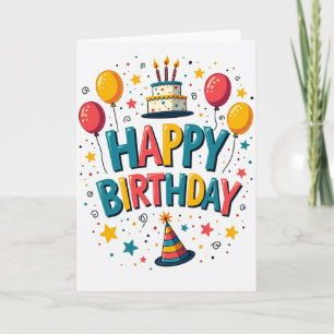 Felicitatieskaart met levendige blokletters kaart