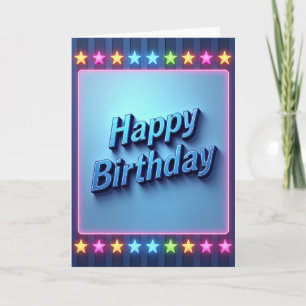 Felicitatieskaart met neonverlichting voor verjaar kaart