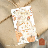 Felicitatiespot voor herfstpot met pompoen bedankk cadeaulabel