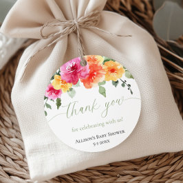 Felicitatietags voor babyfeest met heldere oranje  bedankjes labels