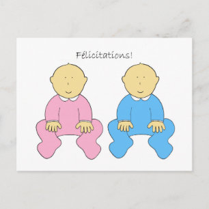 Félicitations French Twins Boy and Girl Briefkaart