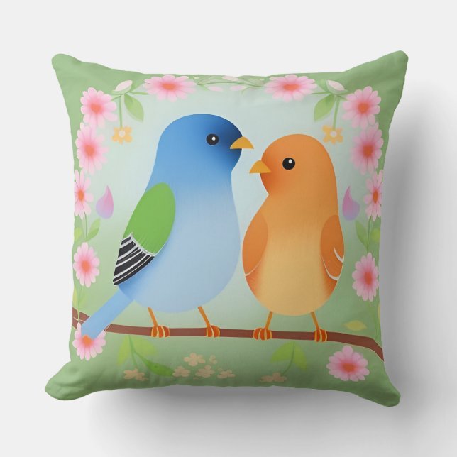 🎨 Felicite Cartoon Vogels Worpkussen Woonaccessoi Kussen (Voorkant)