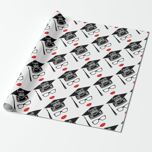 feliciteert afstudeerder 2018 meisje cadeaupapier (Uitgerold)