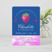 Feliciterende Verjaardagsfeest Meisje Roze en Donk Bedankkaart (Staand voorkant)