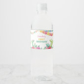 Feliciteringsfeestje Cactus Waterfles Sticker (Voorkant)