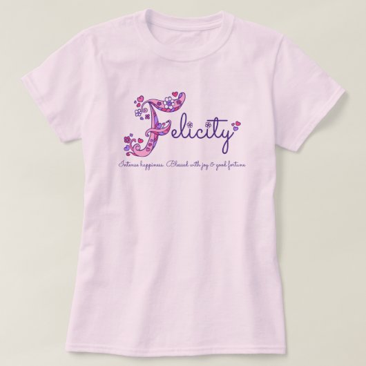 Felicity meisjes naam & betekenend F monogram shir T-shirt (Design voorkant)