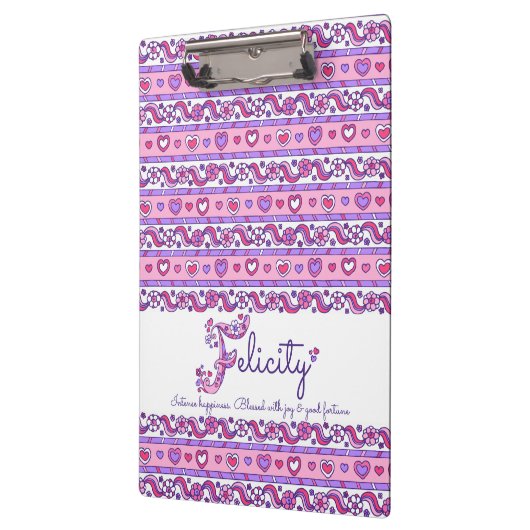 Felicity naam betekent harten letter F klembord (Links)