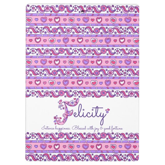 Felicity naam betekent harten letter F klembord (Achterkant)