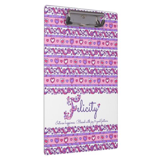 Felicity naam betekent harten letter F klembord (Rechts)