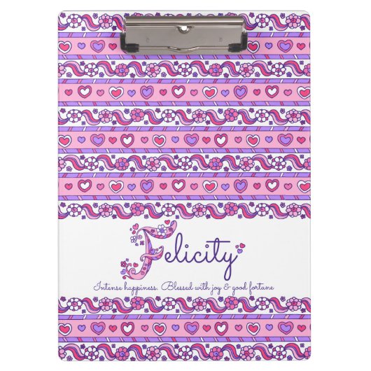 Felicity naam betekent harten letter F klembord (Voorkant)