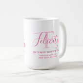 Felicity name betekent monogram roze tekst koffiemok (Voorkant rechts)