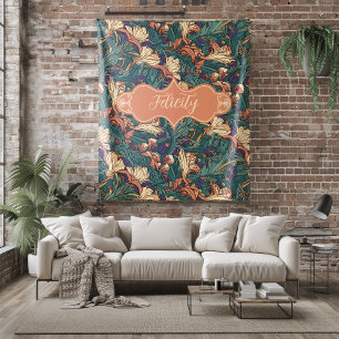 Felicity  Peach Floral Art Nouveau Fleece Deken