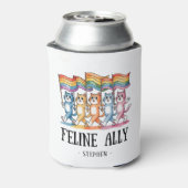 Feline Ally – Rainbow Cat LGBTQ Pride Blikjeskoeler (Blikje Achterkant)