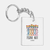 Feline Ally – Rainbow Cat LGBTQ Pride Sleutelhanger (Voorkant Links)
