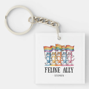Feline Ally – Rainbow Cat LGBTQ Pride Sleutelhanger