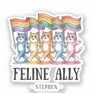 Feline Ally – Rainbow Cat LGBTQ Pride Sticker