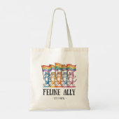 Feline Ally – Rainbow Cat LGBTQ Pride Tote Bag (Achterkant)