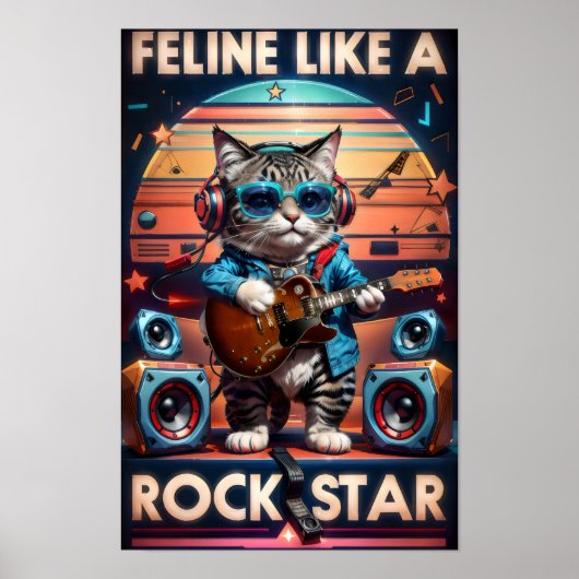 Feline als een rockster poster (Voorkant)