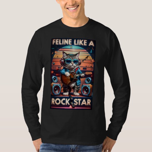 Feline als een rockster t-shirt (Voorkant)