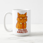 Feline Analyst – Funny Retro Cat  Gift Cup  Koffiemok (Links)