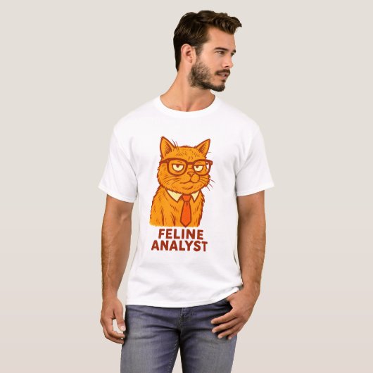 Feline Analyst – Funny Retro Cat Gift T-shirt (Voorkant volledig)