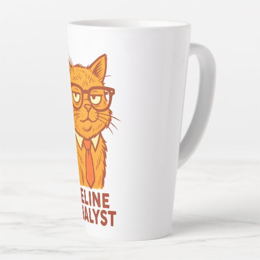 Feline Analyst Retro Cat Mug – Cat Lover Gift Latte Mok (Rechterhoek)